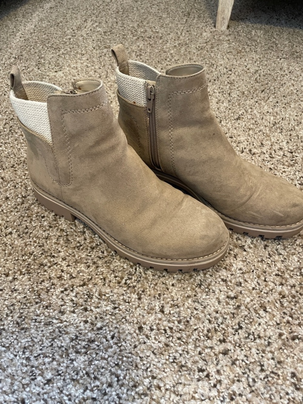 Sole Society Taupe Suede Ankle Booties with Knit Collar